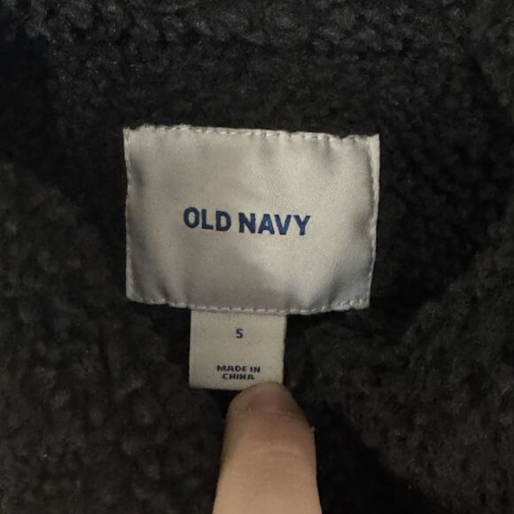 Old Navy‎ Sherpa Lined Black Denim Button Up Trucker Jacket Women's Small - Picture 4 of 7